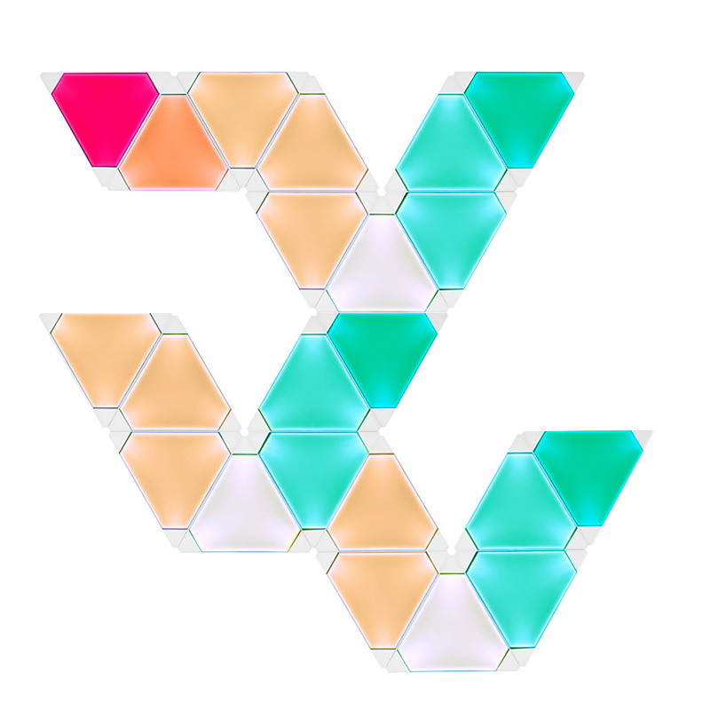 9-Pack APP Voice Touch Bluetooth Control, Equilateral Triangle Full Color Addressable Panels Quantum Lamp, DIY Smart Odd Light Wall Panel Apply For Smart Home, Bar, KTV, Outdoor 9-Pack APP Voice Touch Bluetooth Control, Equilateral Triangle Full Color Addressable Panels Quantum Lamp, DIY Smart Odd Light Wall Panel Apply For Smart Home, Bar, KTV, Outdoor